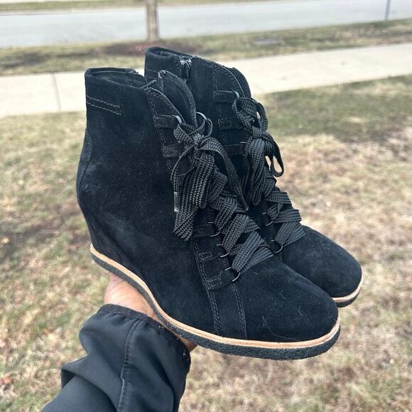 Earth Shoes Kalmar Wedge Leather Ankle Booties Size 9 - Picture 10 of 11